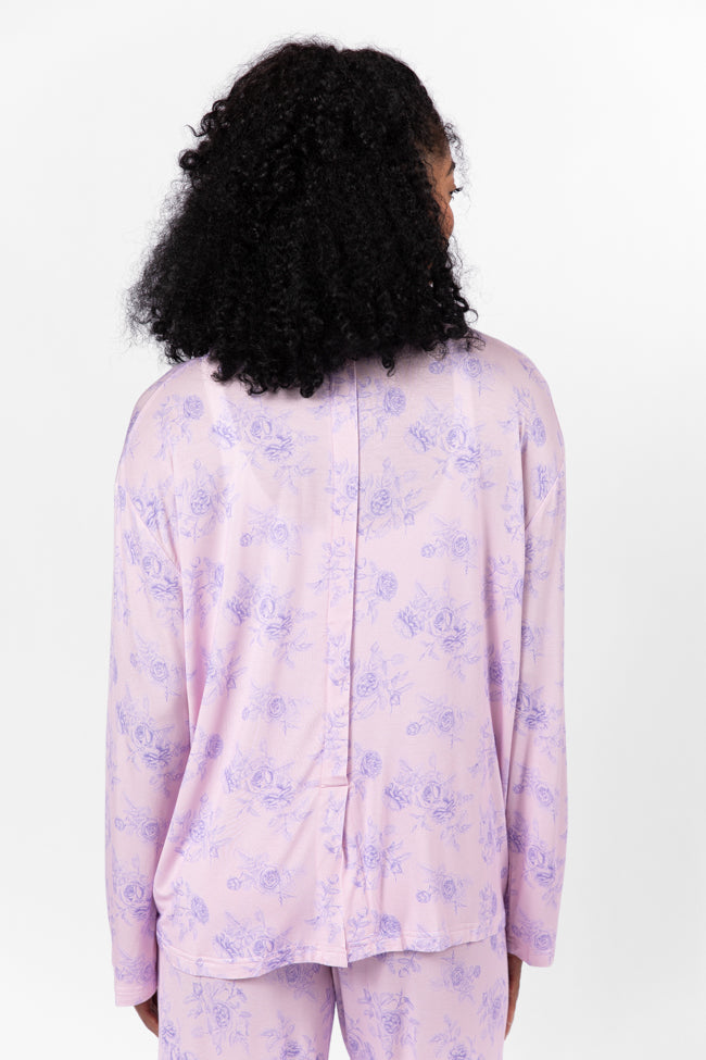Sweet Dreams In Purple Floral Fantasy Long Sleeve Pajama Top FINAL SALE - Image 5