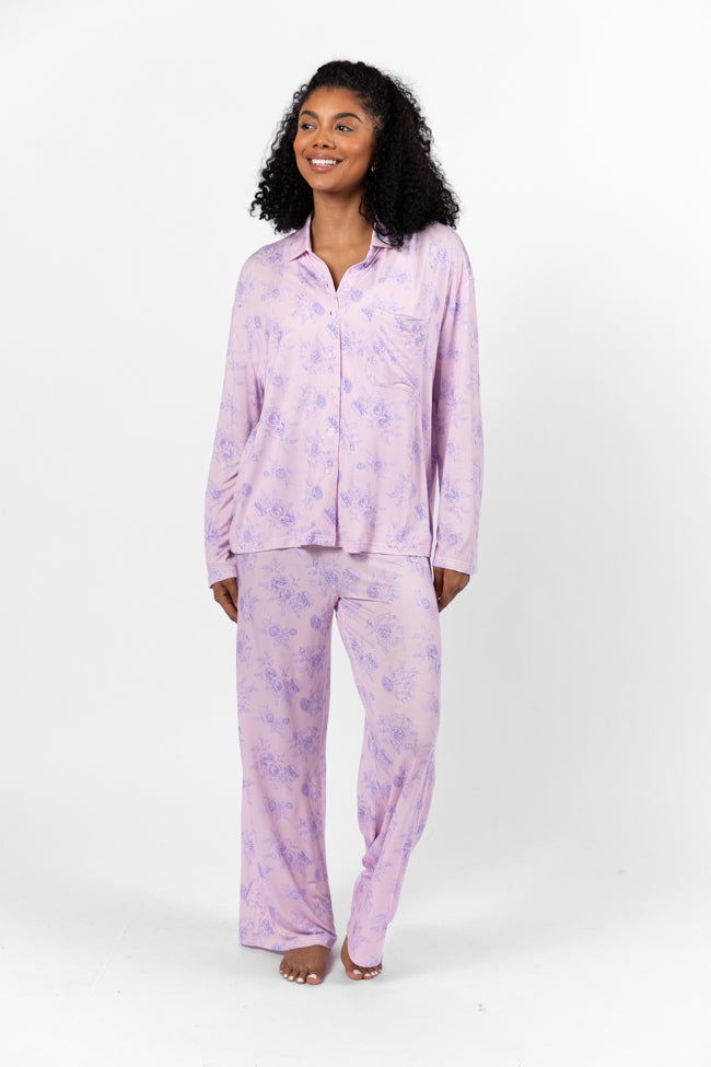 Sweet Dreams In Purple Floral Fantasy Long Sleeve Pajama Top FINAL SALE - Image 2