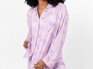 Sweet Dreams In Purple Floral Fantasy Long Sleeve Pajama Top FINAL SALE