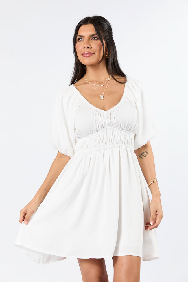 When In Paradise White Solid Mini Dress FINAL SALE - Image 2