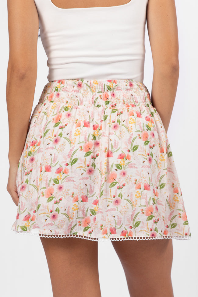 Through The Garden Ivory Multi Floral Eyelet Trim Mini Skort FINAL SALE - Image 6