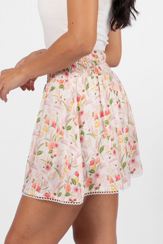 Through The Garden Ivory Multi Floral Eyelet Trim Mini Skort FINAL SALE - Image 5