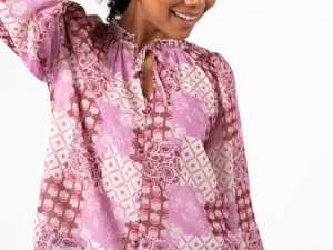 Fade Into You Purple Multi Button Detail Printed Blouse FINAL SALE