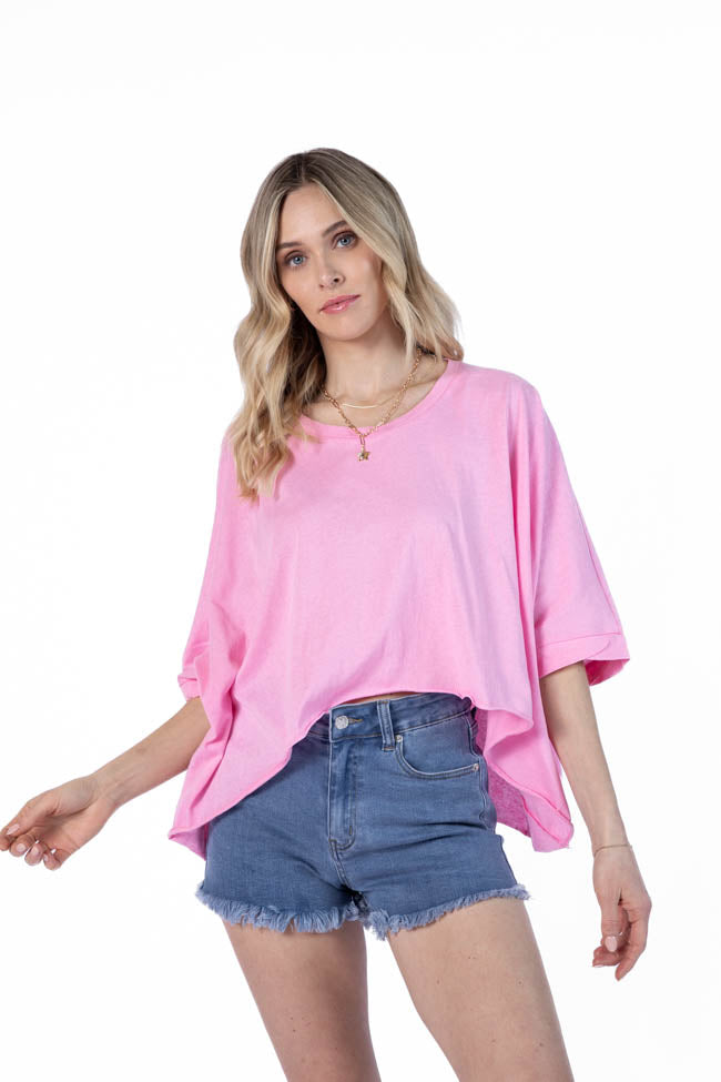 Great Days Ahead Pink Asymmetrical Hem Tee FINAL SALE