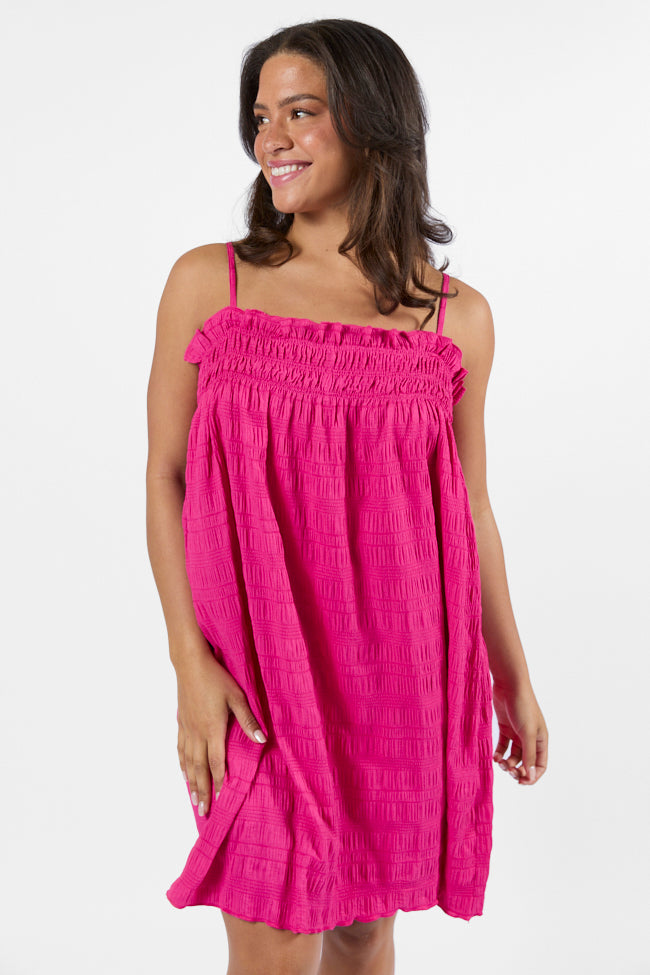 Tidal Tango Pink Textured Shift Romper Dress FINAL SALE - Image 2