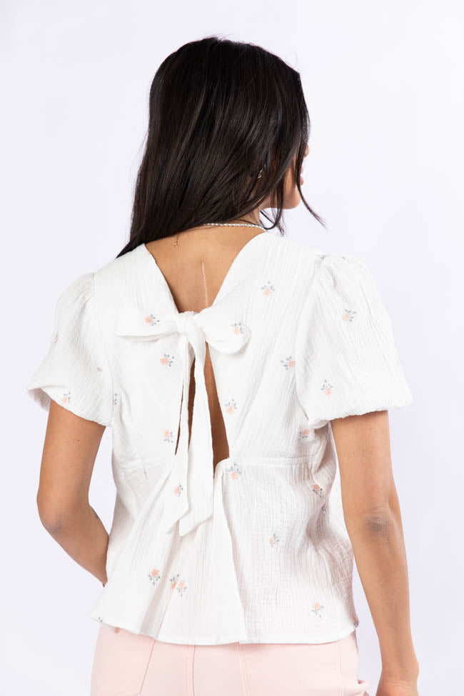 Endless Charm Off White Embroidered Gauze Blouse FINAL SALE - Image 3