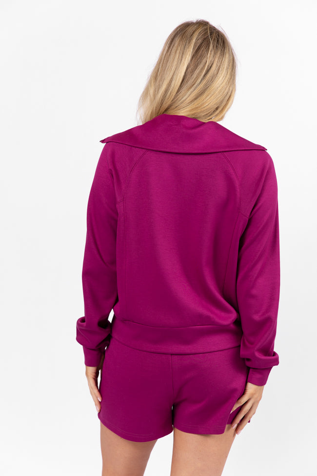 Let's Just Stay Plum Quarter Zip Knit Pullover FINAL SALE - Image 6