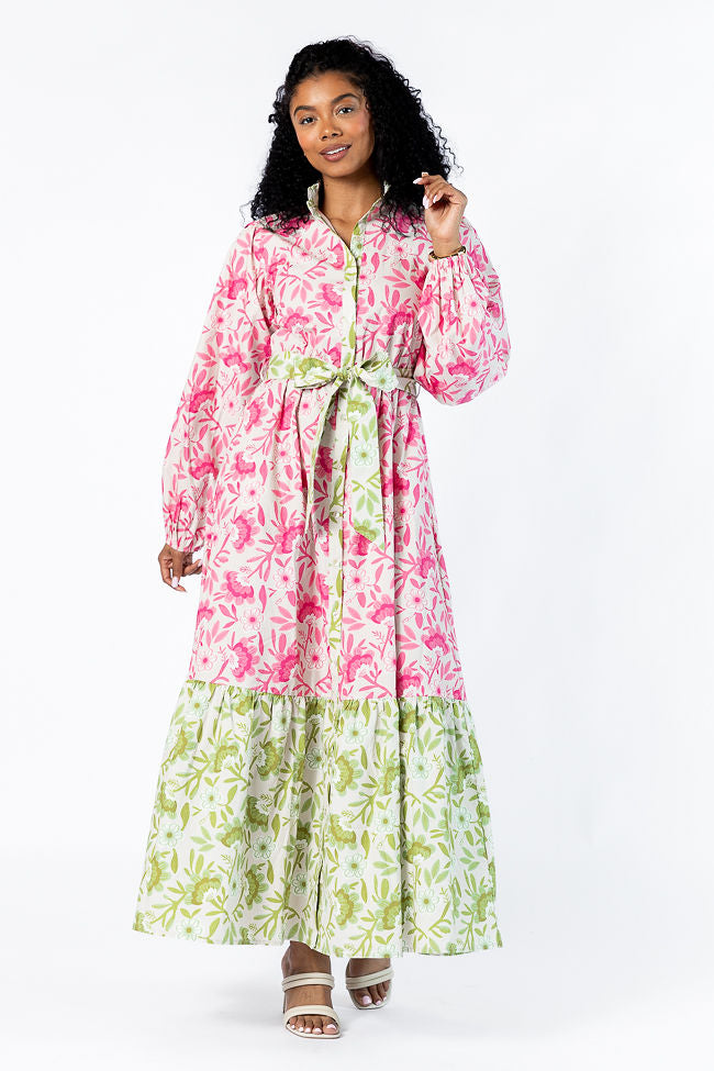 Grow Together Multi Colorblock Floral Midi Dress FINAL SALE - Image 3