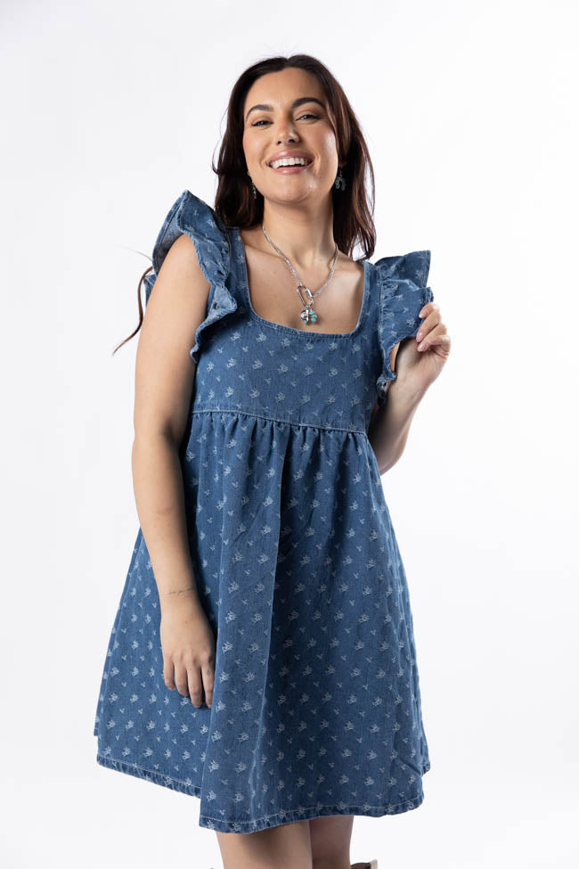 Back Home Burnout Detail Denim Babydoll Dress FINAL SALE - Image 2