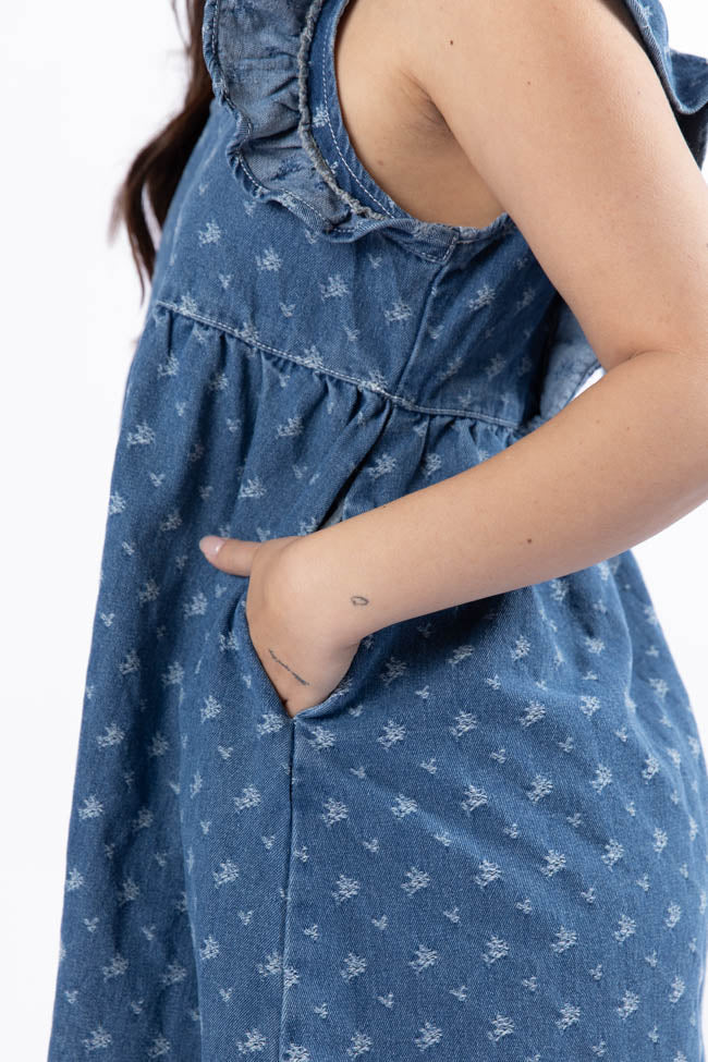 Back Home Burnout Detail Denim Babydoll Dress FINAL SALE - Image 5