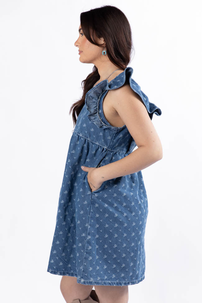 Back Home Burnout Detail Denim Babydoll Dress FINAL SALE - Image 6