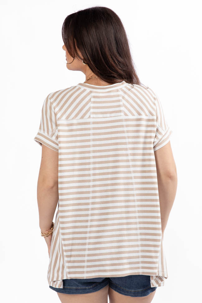 Had It All Beige and Ivory Oversized Stripe Tee FINAL SALE - Image 5