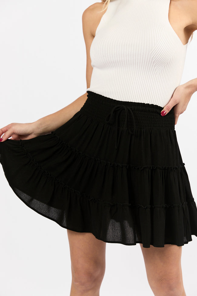 Through The Garden Black Longer Length Solid Mini Skort FINAL SALE