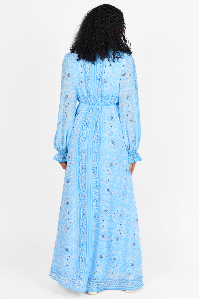 It's On Me Blue Bandana Print Maxi Dress FINAL SALE - Image 6