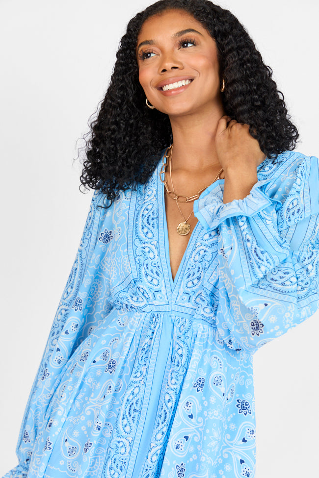 It's On Me Blue Bandana Print Maxi Dress FINAL SALE - Image 4