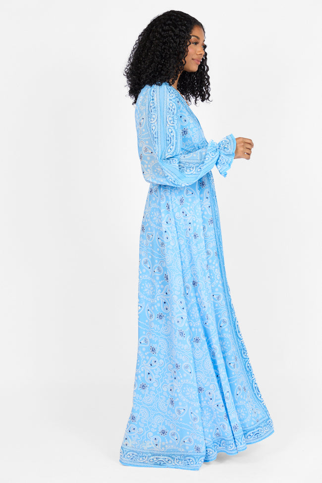 It's On Me Blue Bandana Print Maxi Dress FINAL SALE - Image 5