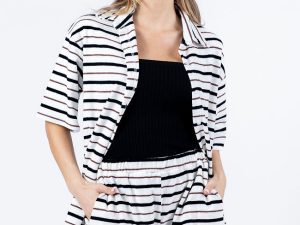 Backyard Hangout Neutral Striped Terrycloth Set FINAL SALE