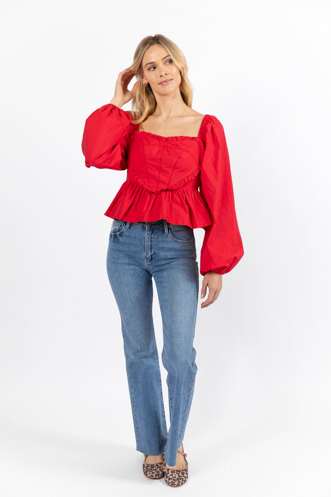 I Heart You Red Heart Shape Woven Blouse FINAL SALE - Image 2