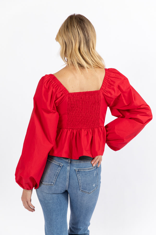I Heart You Red Heart Shape Woven Blouse FINAL SALE - Image 4