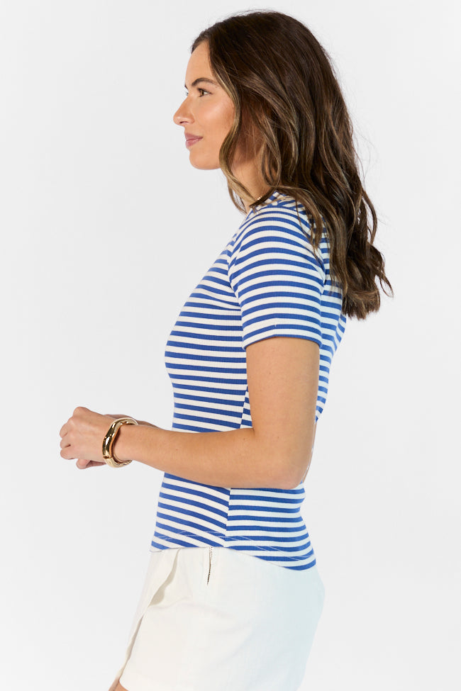 In Reach Navy Ribbed Knit Stripe Tee FINAL SALE - Image 4