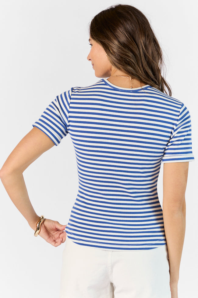 In Reach Navy Ribbed Knit Stripe Tee FINAL SALE - Image 5