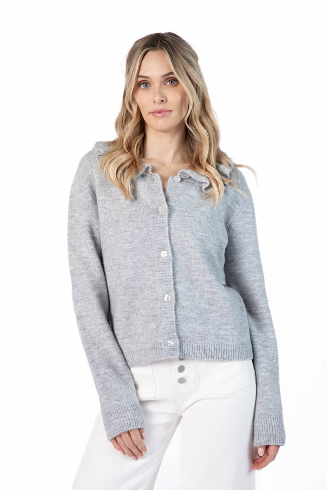 Just A Feeling Grey Collared Cardigan FINAL SALE - Image 2