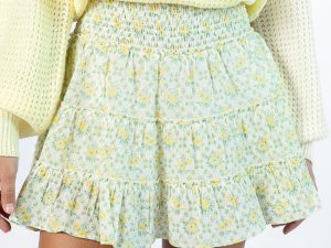 Through The Garden Ivory and Yellow Mini Skort FINAL SALE