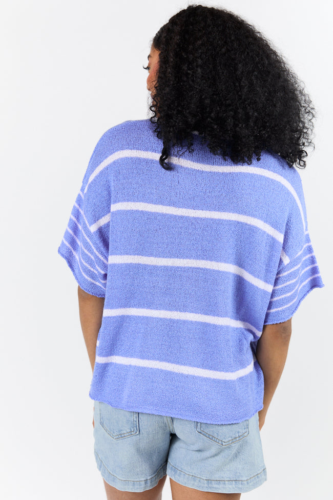 Wear It Well Blue And Ivory Striped Sweater T-Shirt FINAL SALE - Image 5