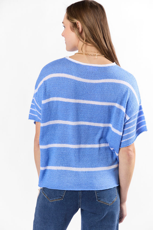 Wear It Well Blue And Ivory Striped Sweater T-Shirt FINAL SALE - Image 9