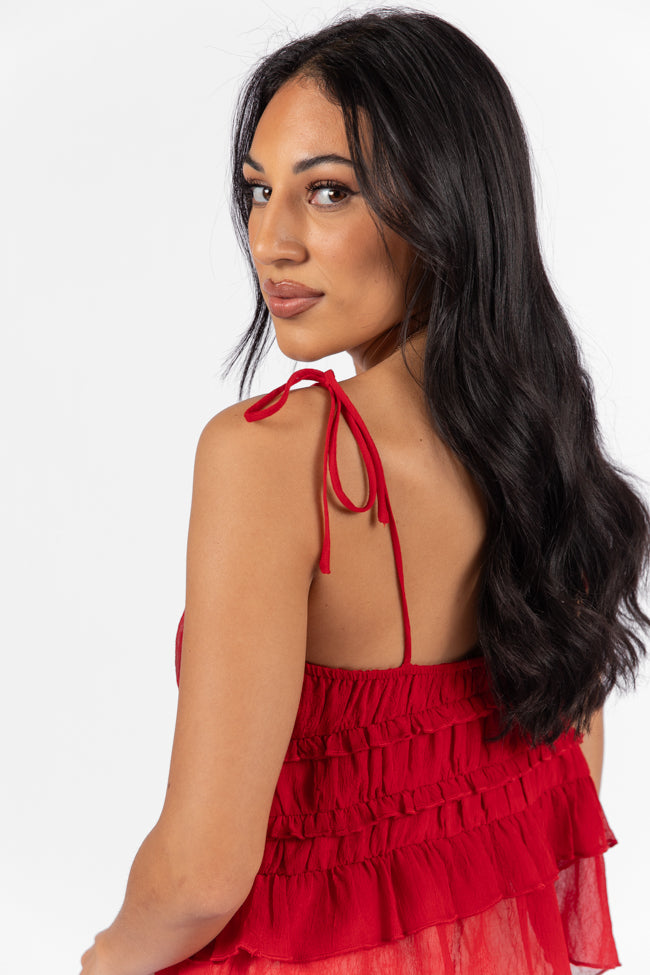 Promise To Another Red Rosette Tie Sleeve Tank FINAL SALE - Image 4