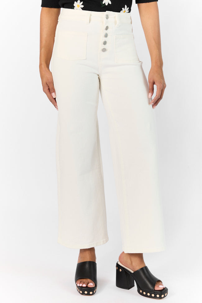 Sutton White Wide Leg Patch Pocket Jeans FINAL SALE