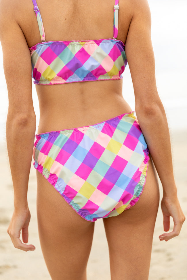 Going Swimmingly Multi Plaid Ruffle Detail Bikini Bottoms FINAL SALE - Image 5