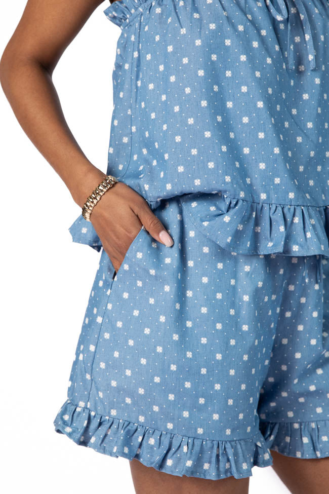 Perfect Playlist Blue Printed Chambray Set FINAL SALE - Image 4