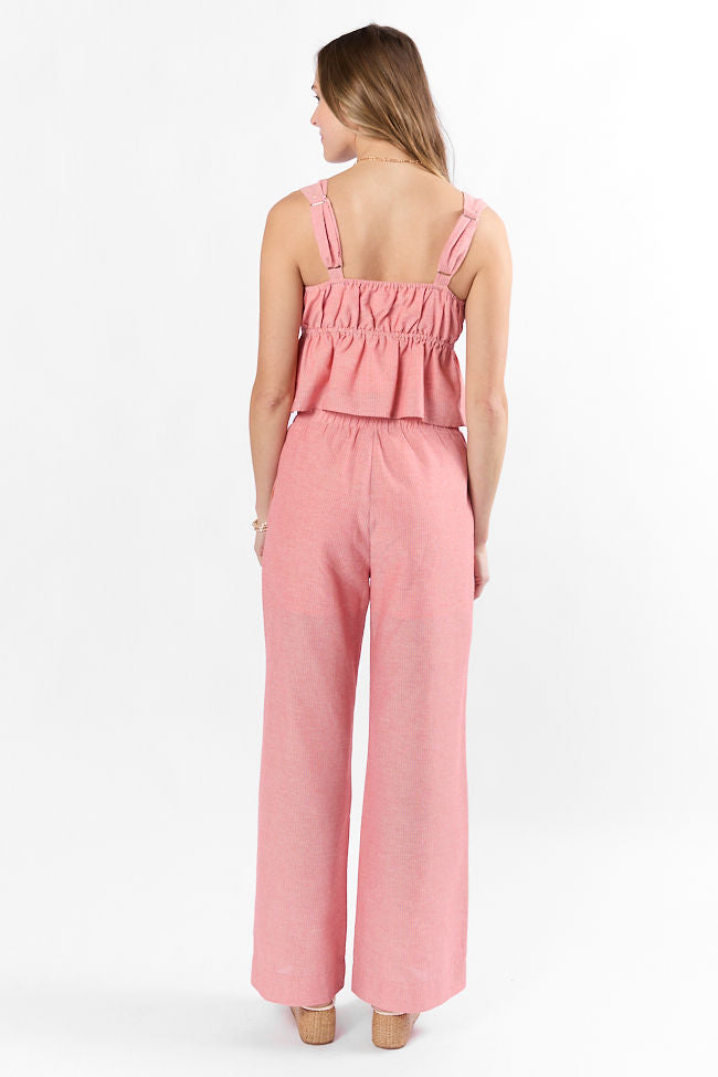 To The Sun Coral Striped Peplum Two Piece Set FINAL SALE - Image 6