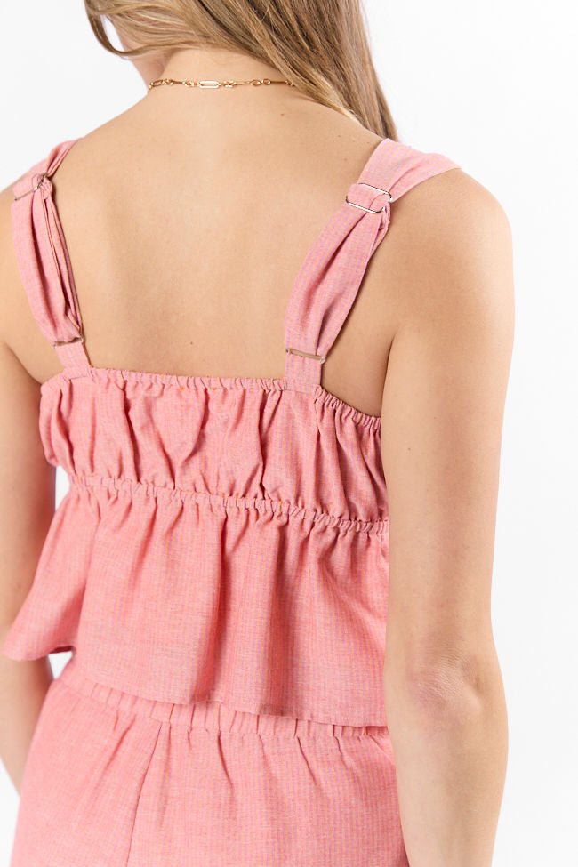 To The Sun Coral Striped Peplum Two Piece Set FINAL SALE - Image 7