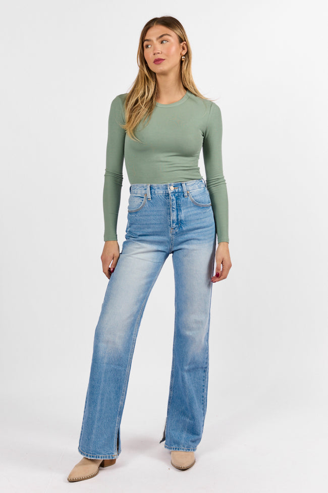 Emily Light Wash 90s Flare Split Hem Wide Leg Jeans FINAL SALE - Image 2