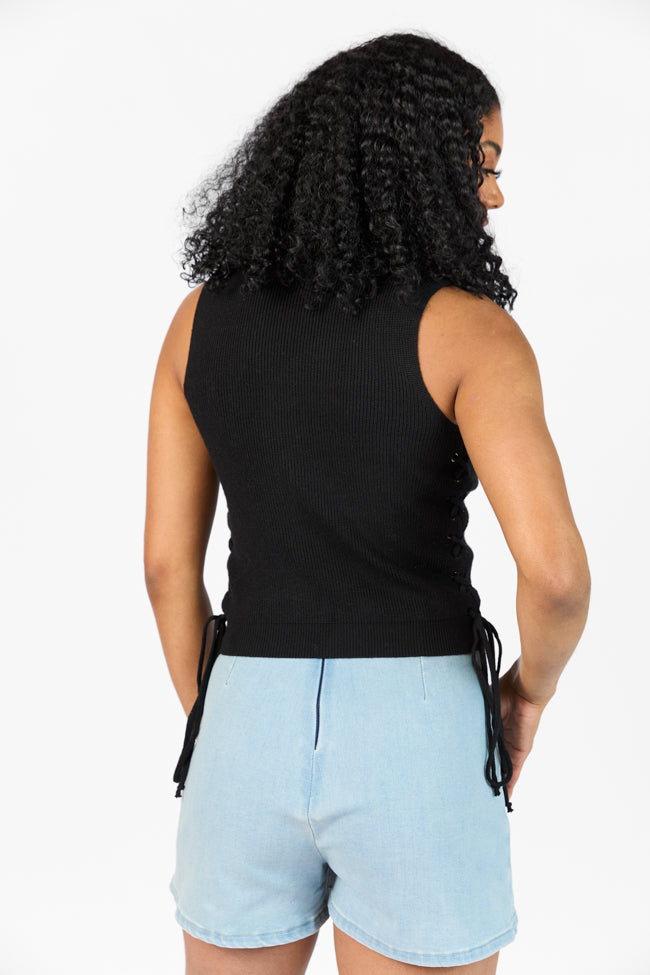 Strike The Right Note Black Corset Side Detail Sweater Tank FINAL SALE - Image 6