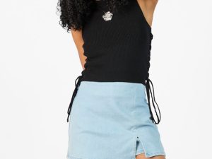 Strike The Right Note Black Corset Side Detail Sweater Tank FINAL SALE