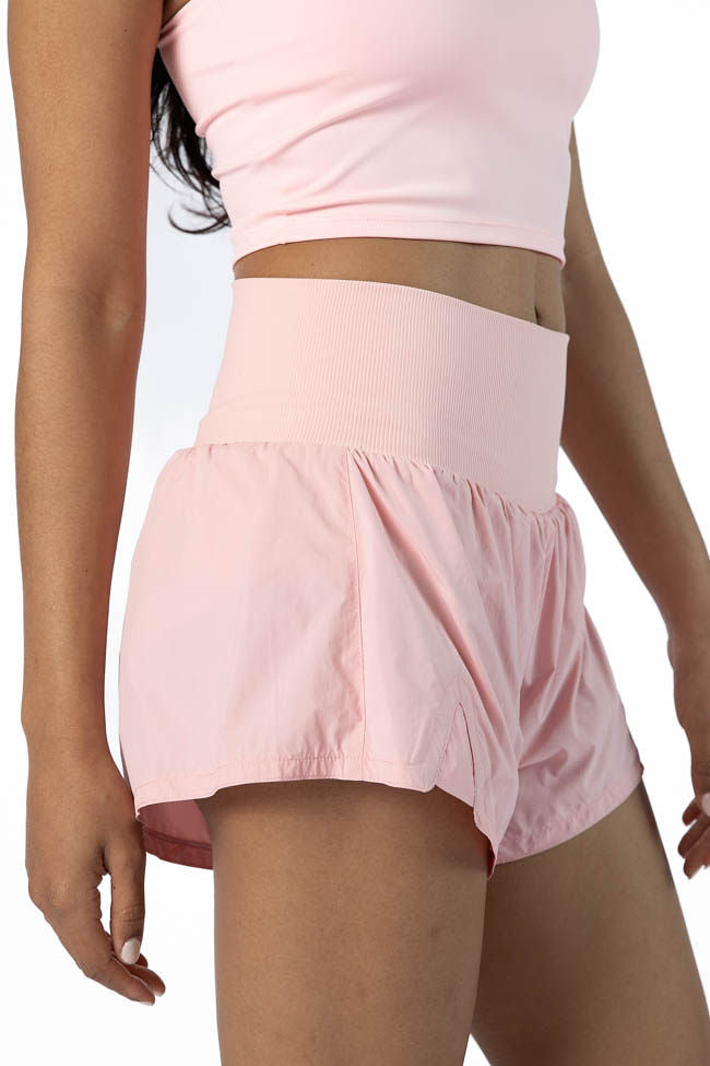 First Place Pink Ribbed Waistband Running Shorts FINAL SALE - Image 4