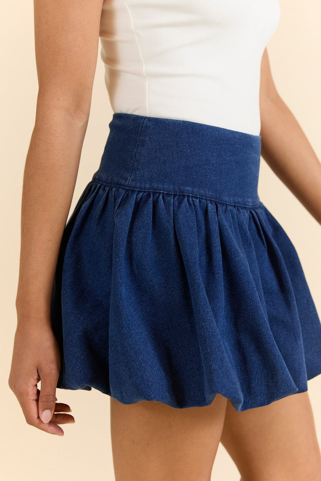 Lowcountry Luxury Dark Wash Bubble Hem Denim Skirt FINAL SALE - Image 4