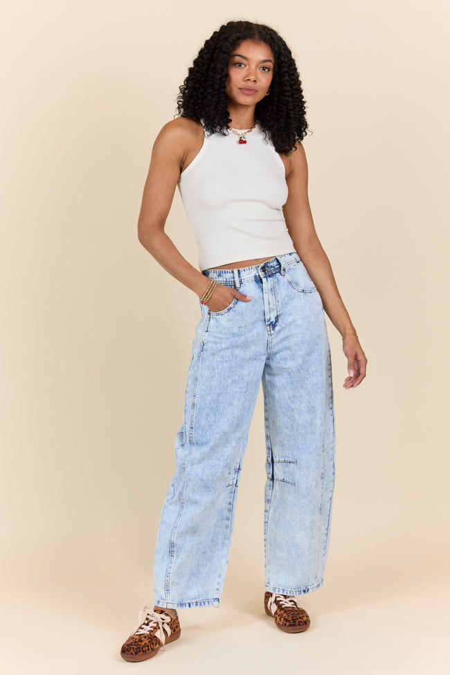 Bella Light Wash Pull On Barrel Jeans FINAL SALE - Image 3