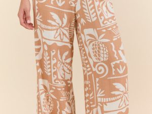 Island Escape Taupe Printed Pull On Pants FINAL SALE