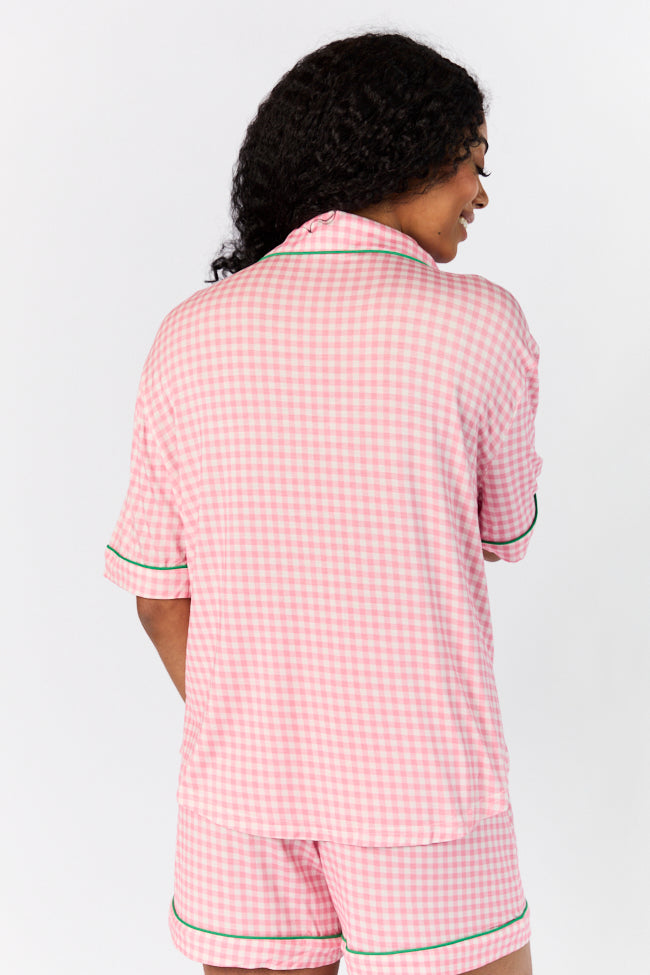 Good To Get Away Pink Gingham Short Sleeve Pajama Top FINAL SALE - Image 5