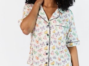 Good To Get Away Butterfly Short Sleeve Pajama Top FINAL SALE