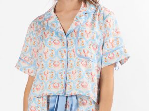 Rest Up In The Cutest Catch Satin Pajama Top FINAL SALE
