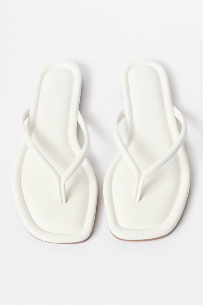 Sandy White Flip Flops FINAL SALE - Image 2