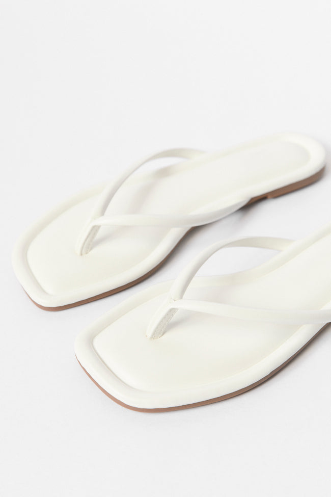 Sandy White Flip Flops FINAL SALE - Image 4