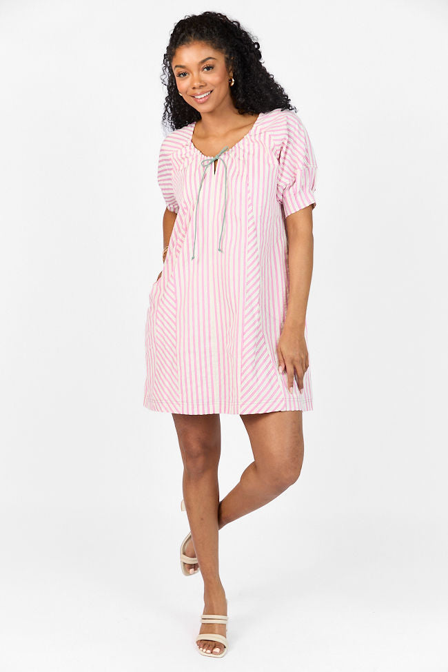 Set Free Pink Striped Panel Mini Dress FINAL SALE - Image 2
