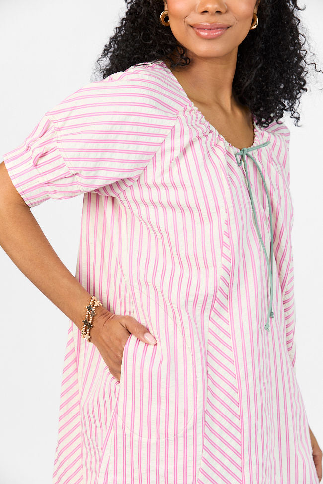 Set Free Pink Striped Panel Mini Dress FINAL SALE - Image 4