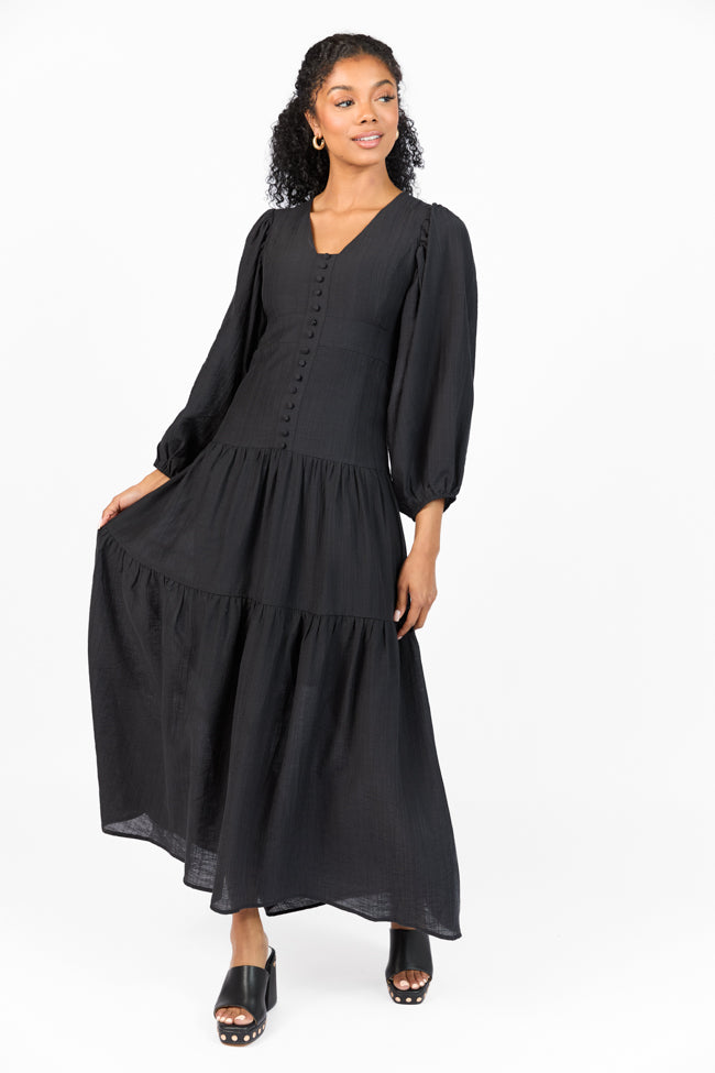 Enchanting Moments Black Button Detail Maxi Dress FINAL SALE - Image 2